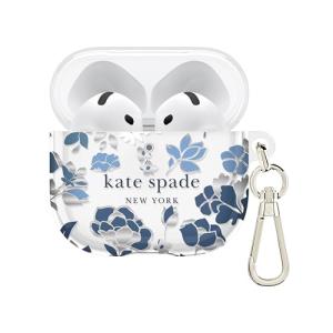 kate spade new york AirPods 4 Protective Case with Keychain Ring - Flowerbed Blue, Compatible with AirPods 4th Generation