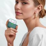 for Airpods 4 Case, DaQin Flower Engraved Case Compatible with Apple Airpods 4th Generation Cases for Women, Cute Soft Silicone Full Protective Cases Cover with Cleaner Kit & Keychain, PineGreen