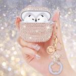 VISOOM Cute Jewelry Case for Airpods 4 Cases 2024 Cover Women, Sparkly Air pods 4 Gen Case Hard TPU Airpod Cases 4th Generation Glitter iPods 4 Cas with Bling Keychain for iPods Earbuds Airpods 4th