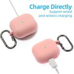 Compatible with AirPods 4 Case, Premium Soft Silicone Protective Case Cover for Apple AirPods 4th Generation with Cleaner Kit Keychain Accessories for Women Girls (Pink, for AirPod 4 case)