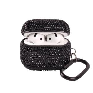 Sparkly Case Compatible with AirPods 4 Generation(2024) with Keychain,Shockproof Protective Premium Bling Rhinestone Cover Skin for AirPods 4 Charging Case (Black for 4rd)
