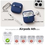MCTOPZO for AirPods 4 Case 2024 Come with Cleaner Kit,Soft Silicone Protective Cover for Apple AirPods 4th Generation Cases with Keychain,Compatible with AirPod 4 Case for Women Men-Midnight Blue