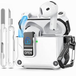 Ekoonpft for AirPods 4 Case 2024, Secure Lock & Auto-Open Design for Apple AirPods 4th Generation Case Cover with Cleaner and Keychain for Men Women, Anti-Scratch Drop Protection