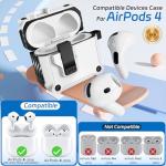 Ekoonpft for AirPods 4 Case 2024, Secure Lock & Auto-Open Design for Apple AirPods 4th Generation Case Cover with Cleaner and Keychain for Men Women, Anti-Scratch Drop Protection