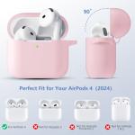 Dgege for Airpods 4th Generation Case Cover(2024),Soft Silicone Full Protective Case for AirPods 4 Case with Keychain & Cleaner Kit,Compatible with Apple Airpods 4 for Women,Men（Lightpink）