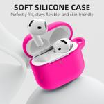 Charlam Compatible with AirPods 4 Case(2024), Soft Silicone Protective Cover for Apple AirPods 4, with Keychain, Cleaning Kit & Anti-Loss Strap, AirPods 4th Generation Case for Women Men, Rose Pink
