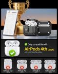 Pohgelan Compatible with AirPods 4th Case,Magnetic Automatic Lock with Phone Stand & Cleaning Kit,Compatible with Magsafe Cover -Black