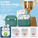 for Airpods 4 Case, Ekoonpft Flower Engraved Cases for Apple AirPods 4th Generation 2024, Soft Silicone Cover for Women Girly with 3-in-1 Cleaning Kit & Keychain, Anti-Scratch, Shockproof