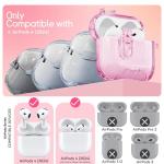 Skyconser with Safety Lock for Apple AirPods 4 Case 2024,Clear Cases with Phone Stand & Cleaning Kit,Soft TPU Cover for AirPods 4th Generation Case,Cute Bling Keychain for Women Girls-Clear Pink
