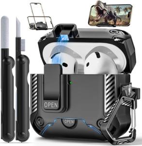 Polislime for AirPods 4 Generation Case with Phone Stand,Full Drop Protection Automatic Snap Switch Design with Cleaner Kit for Airpods 4th with Active Noise Cancellation Charging(2024)