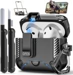 Polislime for AirPods 4 Generation Case with Phone Stand,Full Drop Protection Automatic Snap Switch Design with Cleaner Kit for Airpods 4th with Active Noise Cancellation Charging(2024)