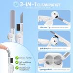 for Airpods 4 Case, Ekoonpft Flower Engraved Cases for Apple AirPods 4th Generation 2024, Soft Silicone Cover for Women Girly with 3-in-1 Cleaning Kit & Keychain, Anti-Scratch, Shockproof