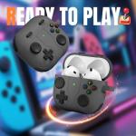 Getino Game Case for AirPods 4 2024 Cover with Cleaner Kit, Keychain, Compatible with Apple Airpods 4 Case Covers, Cute Funny Shock-Proof Protective Silicone AirPod 4 Cases for Men Boy-Black