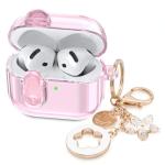 (with Safety Lock) Clear Case Compatible with Cute Apple Airpods 4 Cases 2024 Women, VISOOM Soft TPU Transparency Air pods 4 Gen Cases iPods 4 Earbuds Case Girl Bling Keychain for Airpod iPod 4th Gen