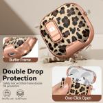 Polislime for AirPods 4 Case, with Safty Lock & Phone Stand for Floral AirPods 4th Generation Case Cover for Women Girly, iPod 4 Case with Keychain & Cleaner Kit- Leopard Print