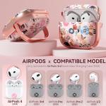 Inesore with Safety Lock for AirPods 4 Case Cover 2024,Floral Cute AirPod 4th Generation Case for Women Girly with Cleaner Kit and Keychain- Pink Berry Flower