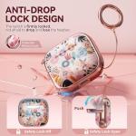 Inesore with Safety Lock for AirPods 4 Case Cover 2024,Floral Cute AirPod 4th Generation Case for Women Girly with Cleaner Kit and Keychain- Pink Berry Flower