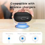 RFUNGUANGO for AirPods 4 Case with Cleaner Kit, Earphone Anti-Lost Strap and Keychain, Soft Silicone Protective Cover for Apple AirPods 4th Generation Case, Support Wireless Charging, Black