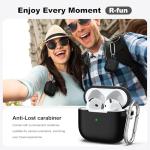 R-fun for AirPods 4 Case with Cleaner Kit,Full Protective Soft Skin Silicone Cover with Keychain for AirPods 4 Gen Case for Men Women,Compatible with Apple AirPods 4th Genaration case 2024,Black