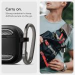 Spigen for AirPods 4 Case, Rugged Armor Designed for AirPods 4 Case (2024) Drop-Protection Cover with Carabiner Key Chain - Matte Black