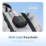 RFUNGUANGO for AirPods 4 Case with Cleaner Kit, Earphone Anti-Lost Strap and Keychain, Soft Silicone Protective Cover for Apple AirPods 4th Generation Case, Support Wireless Charging, Black