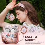 Inesore with Safety Lock for AirPods 4 Case Cover 2024,Floral Cute AirPod 4th Generation Case for Women Girly with Cleaner Kit and Keychain- Pink Berry Flower