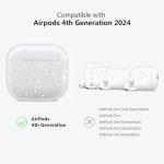 Aircawin for Airpods 4 Case Clear Glitter,Sparkle Bling Design for Airpods 4th Generation Cover 2024,Full Protective Shockproof Soft TPU for Airpod 4 Charging Skin with Carabiner Women Girlrs-Clear