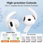 for AirPods 4 Ear Tips TNSNK 4 Paris Anti-Slip Sport Ear Hooks Soft Silicone Ear Grips Compatible with Apple AirPods 4 for Men Women with Cleaning Pen Kit and Carabiner (White)