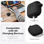 R-fun for AirPods 4 Case with Cleaner Kit,Full Protective Soft Skin Silicone Cover with Keychain for AirPods 4 Gen Case for Men Women,Compatible with Apple AirPods 4th Genaration case 2024,Black