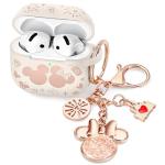(with Cute Keychain) Girovo Compatible with Apple Airpods 4 Case 2024 Women, Soft Silicone Two-Tone Funny Cartoon Engraved Portable 360° Full Protection Anti-Scratch Air pod 4 Case Starlight/Pink
