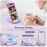 Skyconser with Safety Lock for Apple AirPods 4 Case,Clear Floral Cute AirPod 4th Generation Case with Phone Stand & Cleaning Kit for Women Girly-Purple+Butterfly