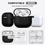 R-fun for AirPods 4 Case with Cleaner Kit,Full Protective Soft Skin Silicone Cover with Keychain for AirPods 4 Gen Case for Men Women,Compatible with Apple AirPods 4th Genaration case 2024,Black