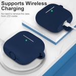 ATUAT Compatible with AirPods 4 Case Cover, Protective Silicone Skin Accessories with Keychain for Women Men for Apple AirPods 4th Generation Case(2024), Front LED Visible，Midnight Blue