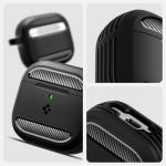 Spigen for AirPods 4 Case, Rugged Armor Designed for AirPods 4 Case (2024) Drop-Protection Cover with Carabiner Key Chain - Matte Black