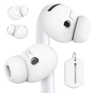 DamonLight 2 Pairs Ear Tips for AirPods 4 Grip Silicone Earbuds Cover [Added Storage Pouch][US Patent Registered] Compatible with Apple AirPods 4th Generation (White)