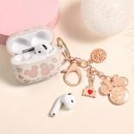 (with Cute Keychain) Girovo Compatible with Apple Airpods 4 Case 2024 Women, Soft Silicone Two-Tone Funny Cartoon Engraved Portable 360° Full Protection Anti-Scratch Air pod 4 Case Starlight/Pink