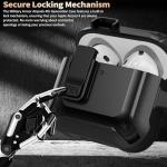 Olytop for Airpods 4 Case with Lock Clid, Rugged Apple Airpods 4th Generation Cover 2024 Men Women, Armor Shockproof iPod 4 Gen Protective Hard Shell with Carabiner&Cleaner kit, Black