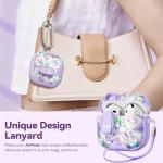 Skyconser with Safety Lock for Apple AirPods 4 Case,Clear Floral Cute AirPod 4th Generation Case with Phone Stand & Cleaning Kit for Women Girly-Purple+Butterfly