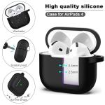 R-fun for AirPods 4 Case with Cleaner Kit,Full Protective Soft Skin Silicone Cover with Keychain for AirPods 4 Gen Case for Men Women,Compatible with Apple AirPods 4th Genaration case 2024,Black