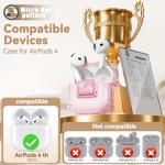 with Safety Lock for Airpods 4 Case 2024,Clear Cases Compatible with Airpods 4th Generation Case,Soft TPU iPod 4 Case with Unique Cute Bling Keychain and Cleaner kit for Women Girls-Clear Pink