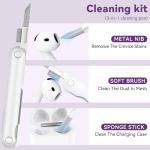 Skyconser with Safety Lock for Apple AirPods 4 Case,Clear Floral Cute AirPod 4th Generation Case with Phone Stand & Cleaning Kit for Women Girly-Purple+Butterfly