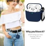 ATUAT Compatible with AirPods 4 Case Cover, Protective Silicone Skin Accessories with Keychain for Women Men for Apple AirPods 4th Generation Case(2024), Front LED Visible，Midnight Blue