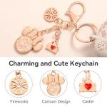 (with Cute Keychain) Girovo Compatible with Apple Airpods 4 Case 2024 Women, Soft Silicone Two-Tone Funny Cartoon Engraved Portable 360° Full Protection Anti-Scratch Air pod 4 Case Starlight/Pink