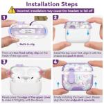 Skyconser with Safety Lock for Apple AirPods 4 Case,Clear Floral Cute AirPod 4th Generation Case with Phone Stand & Cleaning Kit for Women Girly-Purple+Butterfly