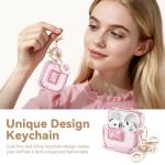 with Safety Lock for Airpods 4 Case 2024,Clear Cases Compatible with Airpods 4th Generation Case,Soft TPU iPod 4 Case with Unique Cute Bling Keychain and Cleaner kit for Women Girls-Clear Pink