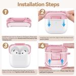 with Safety Lock for Airpods 4 Case 2024,Clear Cases Compatible with Airpods 4th Generation Case,Soft TPU iPod 4 Case with Unique Cute Bling Keychain and Cleaner kit for Women Girls-Clear Pink