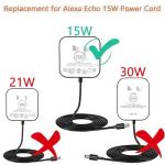 15W Alexa Power Cord Compatible with Echo Show 5 1st / 2nd Gen, Echo Dot 3rd / 4th / 5th Generation (Include Kids Edition), Echo Pop Spot Power Adapter Charger Cable 6.6ft