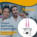 (2 PACK) Outlet Shelf with Cord Storage – Wall Mount Organizer for Echo Dot, HomePod Mini, Alexa and Smart Home Devices – Bathroom Space Saver, Renter-Friendly for Kitchen, Bedroom, Office