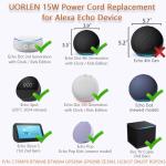 15W Alexa Power Cord Compatible with Echo Show 5 1st / 2nd Gen, Echo Dot 3rd / 4th / 5th Generation (Include Kids Edition), Echo Pop Spot Power Adapter Charger Cable 6.6ft
