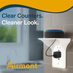 (2 PACK) Outlet Shelf with Cord Storage – Wall Mount Organizer for Echo Dot, HomePod Mini, Alexa and Smart Home Devices – Bathroom Space Saver, Renter-Friendly for Kitchen, Bedroom, Office